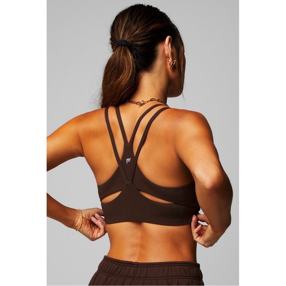 Fabletics bra & leggings Principal low Impact Women's Brown Strappy Sports Bra